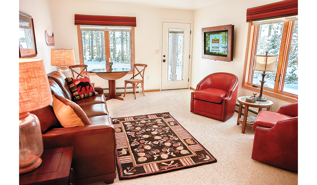 The kitchen overlooks the living room for entertaining guests.